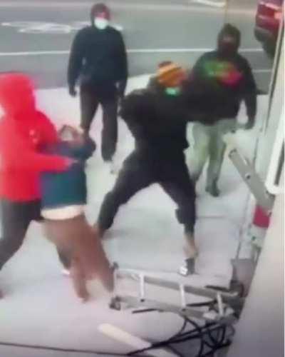 Couple brutally beaten while trying to defend store from looters.