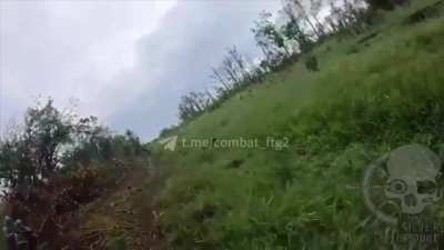 Archival footage from 2023 showing soldiers from the Third Assault Brigade assaulting a Russian position west of Klishchiyivka village, Donetsk region