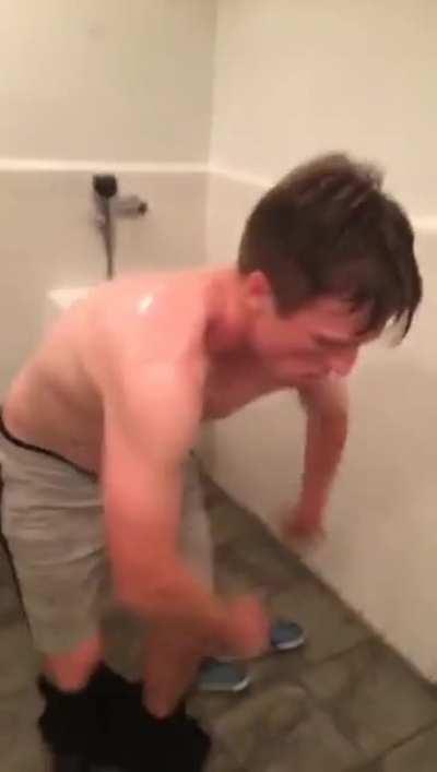 Found him in the restroom like this