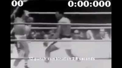 Muhammad Ali throws 12 punches in 2.8 seconds