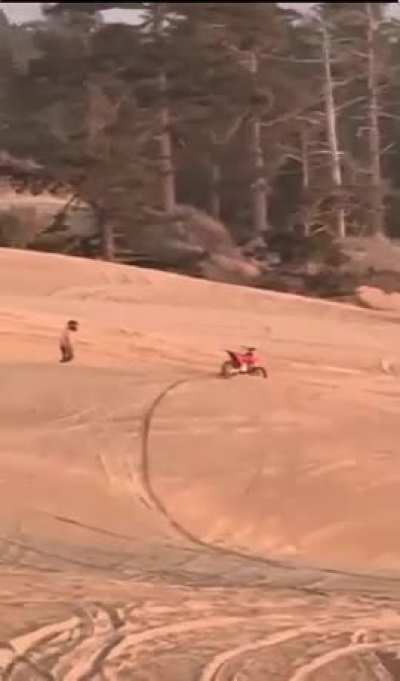 Making fun of a stranger recording a bike