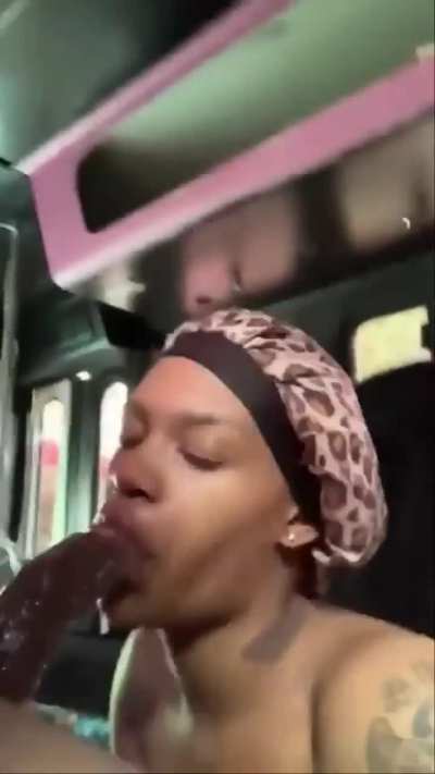 The first girl became one with the dick, the second girl is sucking his dick with a condom on it, and the Third girl is sucking dick on a bus