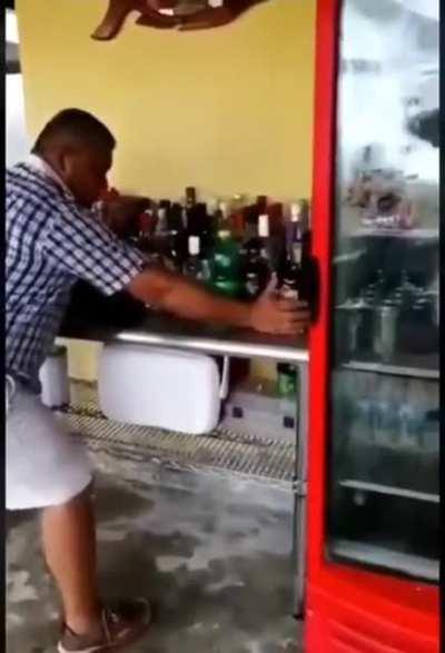 Earthquake hits, save the booze.