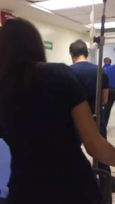 Patient at the hospital I work at tried to run away by climbing inside the false ceiling.