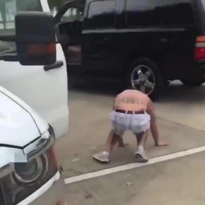 A junkie approached my friend to complain he was taking a nap in his truck. He was calm until the door was opened.