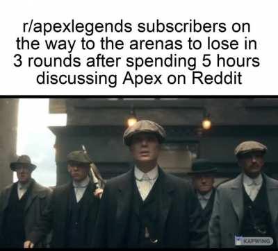 r/apexlegends and r/titanfall subscribers on the way to being in a Kraber kill montage MLG frag video after discussing on Reddit for 5 hours