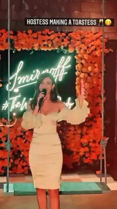 Hostess making a toastess