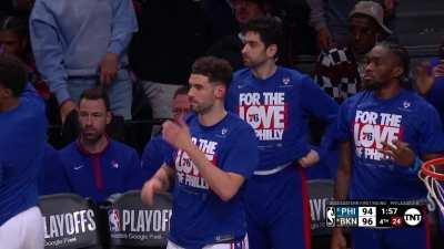 [Highlight] Tyrese Maxey answers the call with Harden out and hits the big three to cut the Nets lead