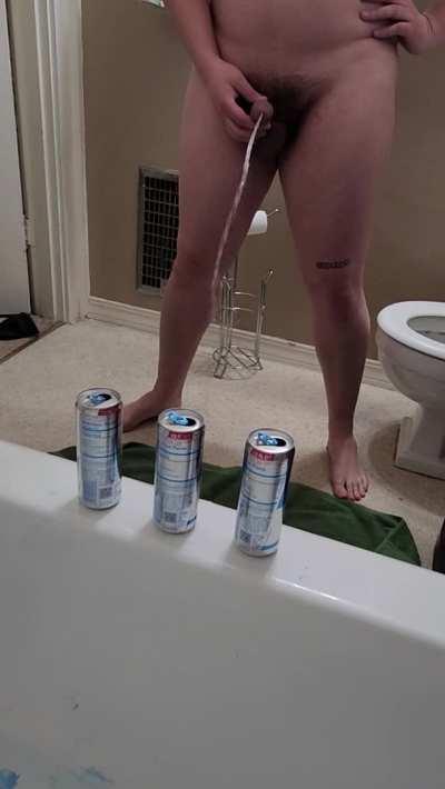 The most trans girl thing I can do is play piss games with my empty redbull cans haha