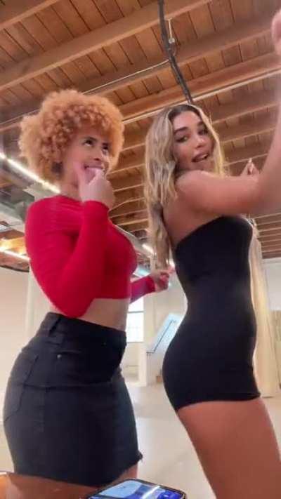 twerking in a black dress