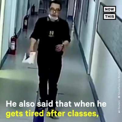 Tired teacher puts on 