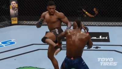 Joaquin Buckley sending his opponent to the shadow realm with a jaw dropping jumping back kick