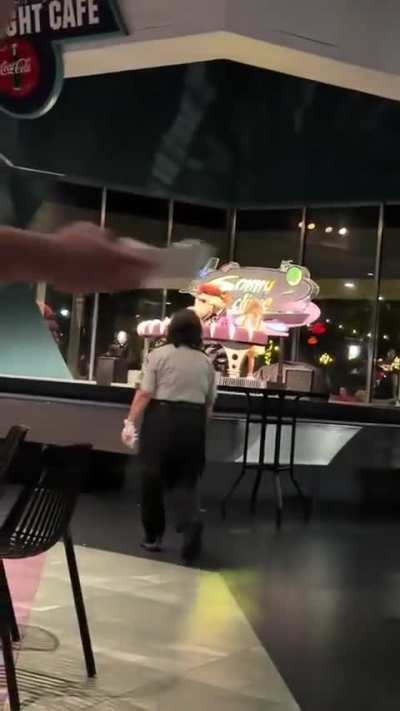 Climbed on stage and broke a Disney World robot