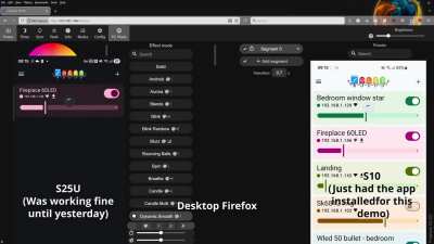 Odd issue with one client device not connecting to (most) WLED controllers for the last three days