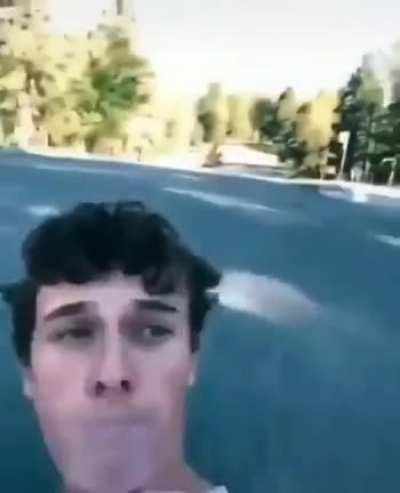 Skateboarding backwards down a hill with no helmet while drinking milk? Sign me up!