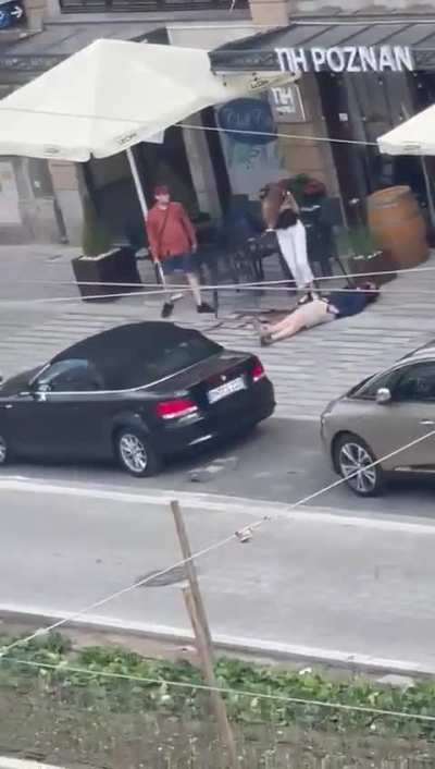 “Jealous love-rival murders former girlfriend’s new fiance and then shoots himself in the head in front of his horrified ex outside hotel in Polish tourist town”