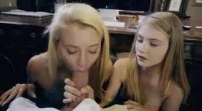 teaching our daughter give a blowjob on daddy