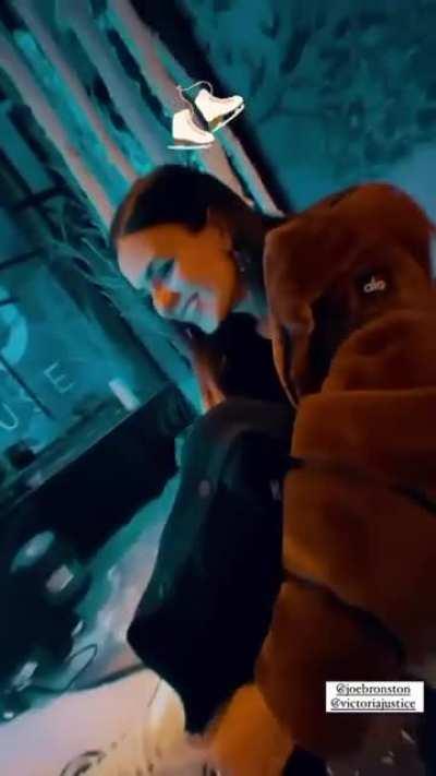 Putting on ice skates