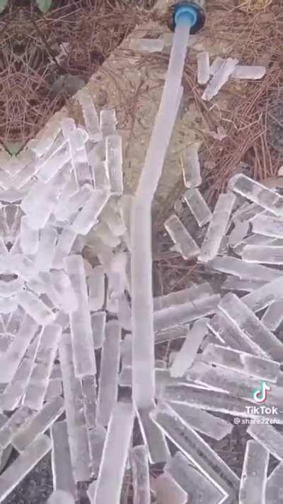 Ice freezing as soon as it leaves the hose