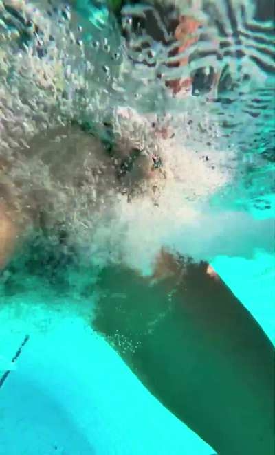 Pool Jet Masturbating Underwater