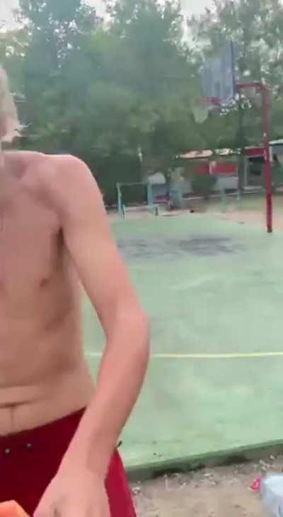 Watermelon helmet, knife resistance test.