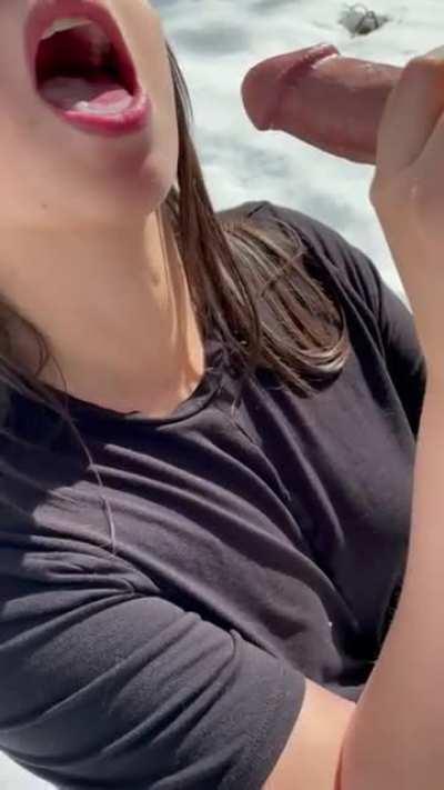 If you are ever out in the cold, cum feels really good for warming up 🤤