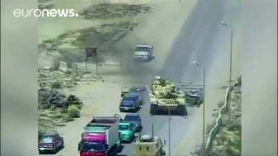 Egyptian soldier crushes an ISIS car bomb with his tank, saving dozens in Sinai (2017).