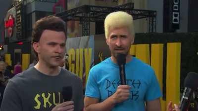 Mikey Day and Ryan Gosling crash Fall Guy premiere as Beavis & Butthead