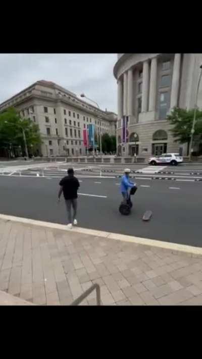 Skateboarder tries a trick