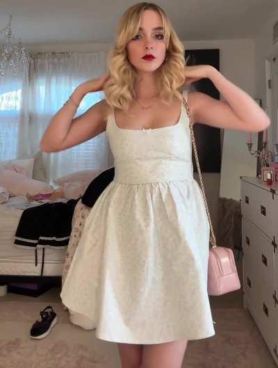 Ravishing in white dress & cat ears