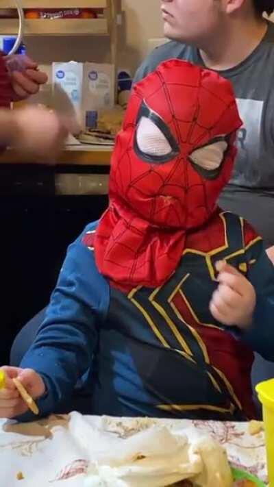 Attempting to have a snack