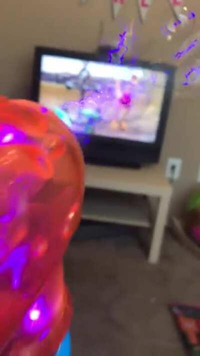 Got my daughter this bubble gun. I had to take a video because this is what the bubbles looked like to the naked eye too.