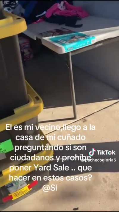 Neighbor Ken wants citizenship status / prohibits yard sale in phoenix, AZ