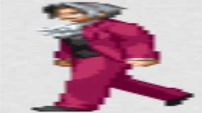 Wide Miles Edgeworth walking for 2 minutes and 40 seconds