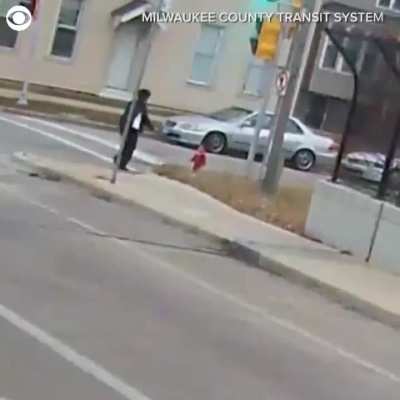 A bus driver spotted a toddler running barefoot on a highway flyover, in freezing temperatures and immediately went into action