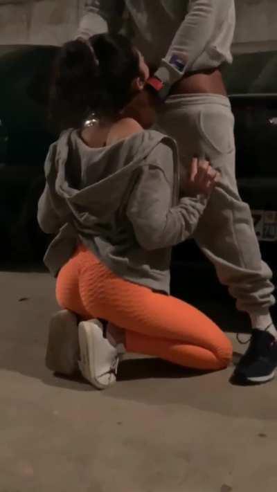 Step sis blows bro in the car park