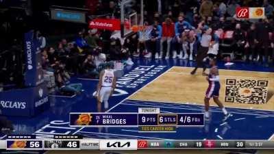 [Highlight] Mikal Bridges first half highlights vs the Nets. 9 points 6 steals.