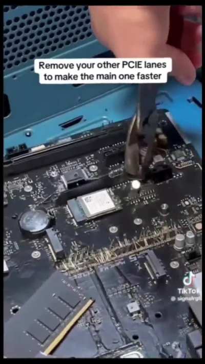 Remove your other PCIE lanes to make the main one faster 😃