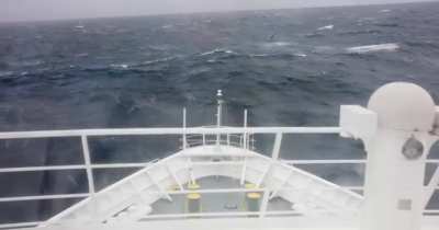 The rough waters of the infamous drake passage between Antarctica and South America