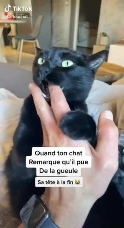 He was like ''My breath does stink!! 