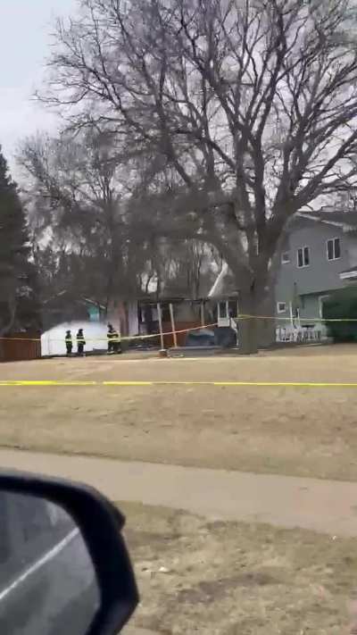 Aftermath of plane crashing into a house. Minnesota