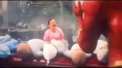 Flash puts a baby in a microwave