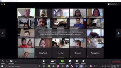 Acknowledging the there are kids in a zoom call and then streaming porn.