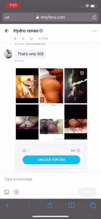 Only hydro not a scammer bro but she be taxing for sextape 70 to 100 dollars for 5-10 mins