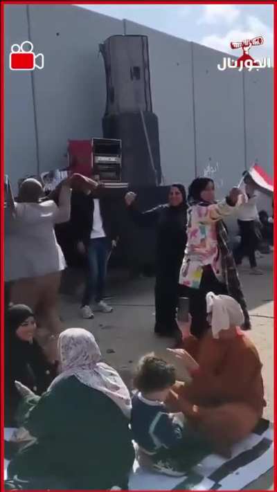 A group of Egyptian protesters demonstrating against Israeli genocide against gaza