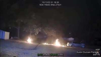 Dude catches fire after being tased