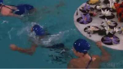 Swimmers lose their swimsuits