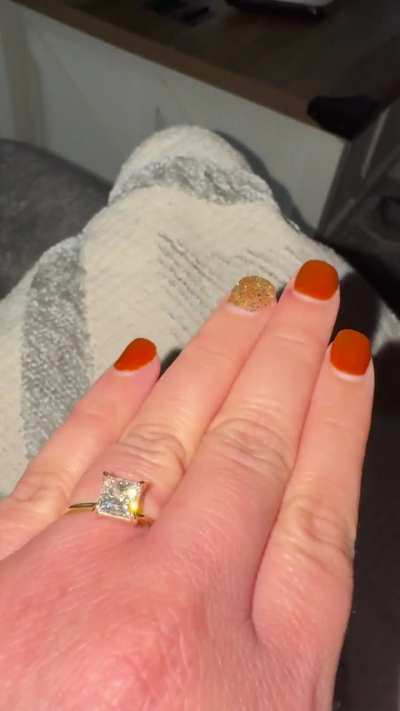 Engaged and its Moissanite, I’m obsessed 🤩