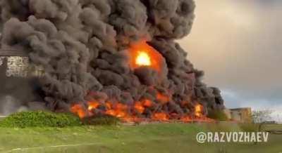 Sevastopol refinery still burning in the morning.