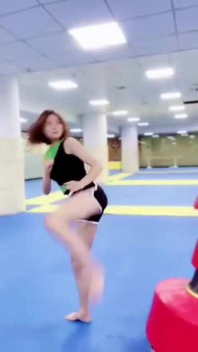 The speed and power behind her kicks.